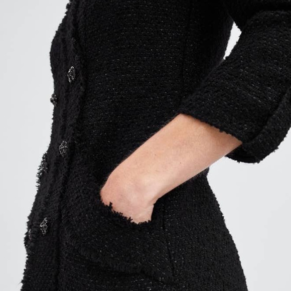 Zara Black Tweed Blazer Mini Dress Metallic Double Breasted - Picture 9 of 11